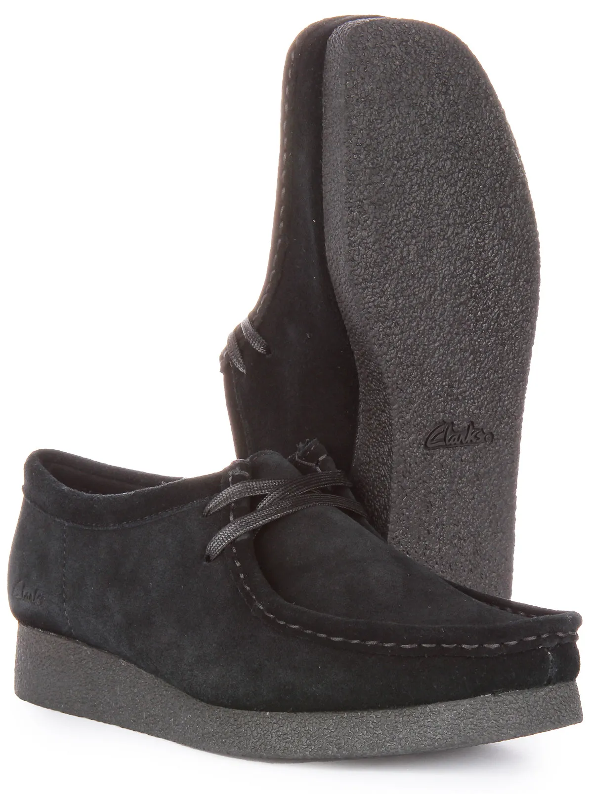 Clarks Wallabee Evo In Black Suede For Women